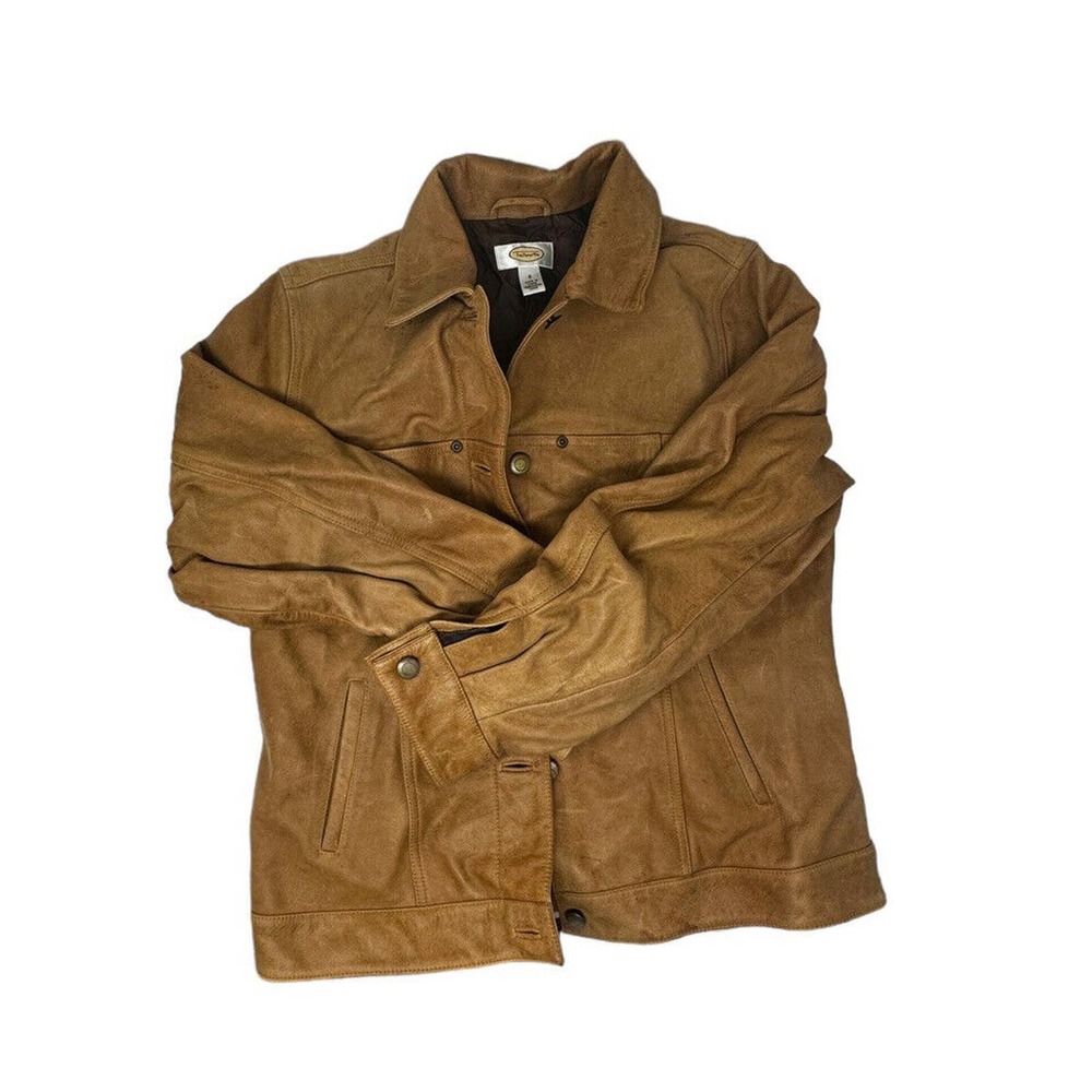 Leather Jacket Small Brown Talbots Preowned Well Worn Water Stains On Collar